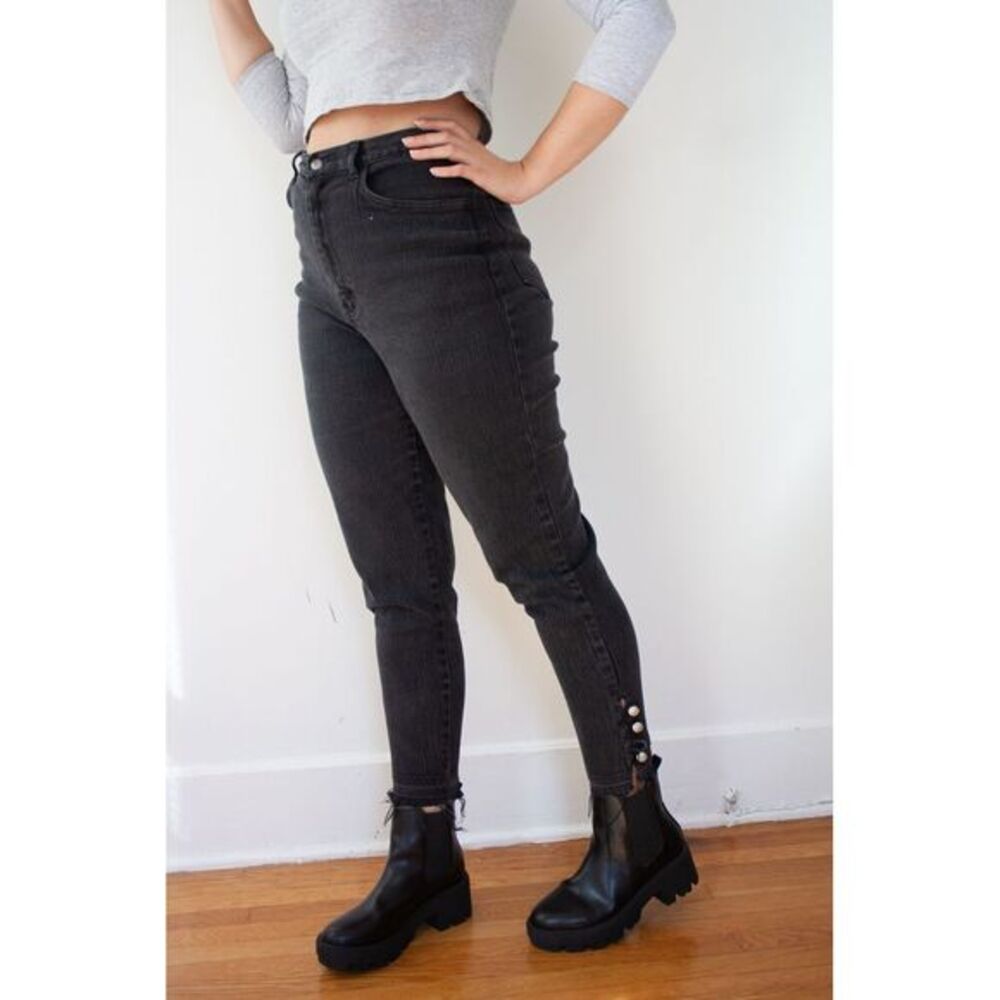 Gitano BRANDIE vintage 80s black high waisted stretchy skinny jeans‎ Size 12